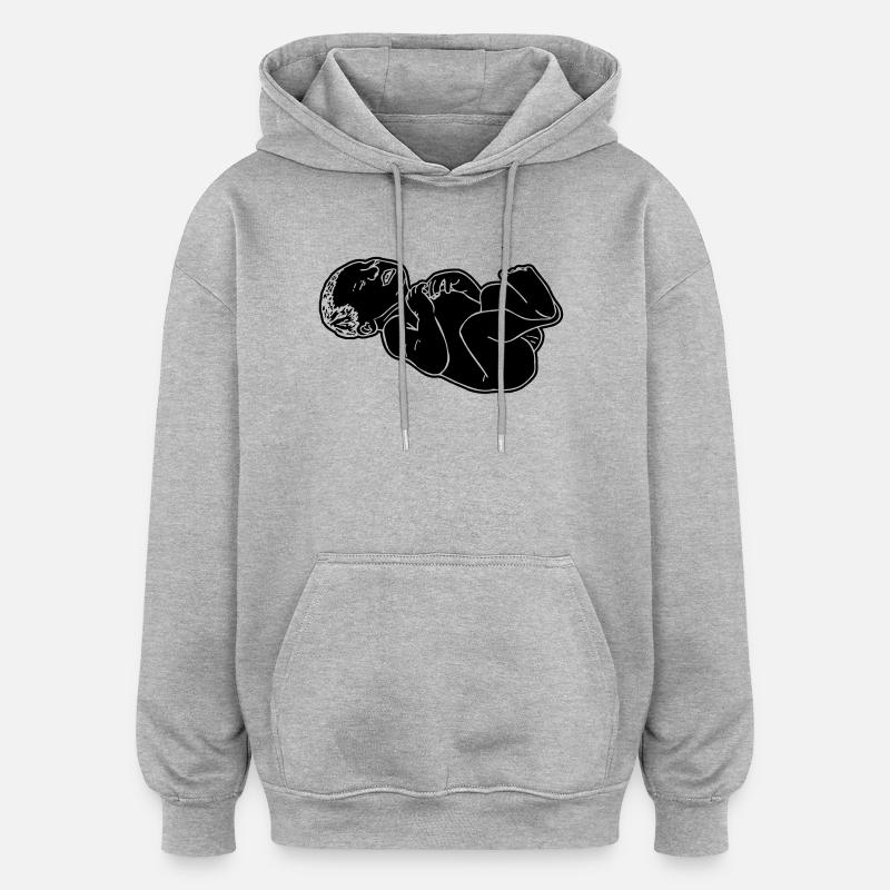 Illustration d’ombre de bébé nouveau-né - Sweat à capuche oversize unisexe - gris chiné