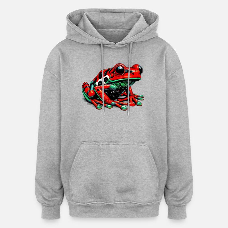Frosch - Oversized Unisex Hoodie - Grau meliert