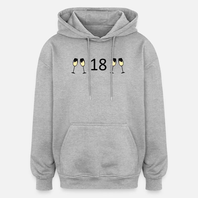 18e anniversaire 18 ans - Sweat à capuche oversize unisexe - gris chiné