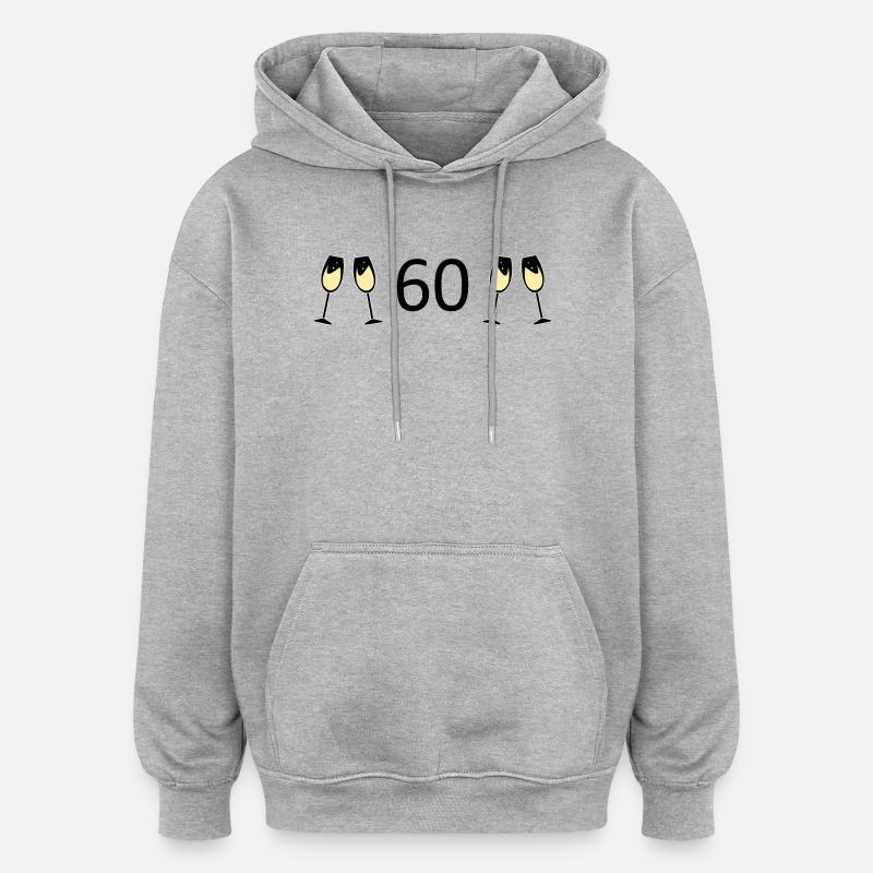 60e anniversaire 60e anniversaire 60 numéro 60 noir - Sweat à capuche oversize unisexe - gris chiné