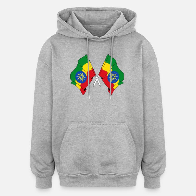 Deux drapeaux croisés de l’Ethiopie - Sweat à capuche oversize unisexe - gris chiné