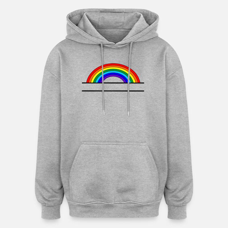 Bannière de nom arc-en-ciel - Sweat à capuche oversize unisexe - gris chiné