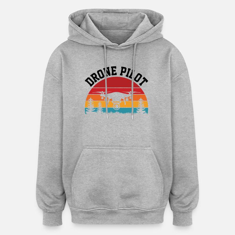 Pilote de drone - Sweat à capuche oversize unisexe - gris chiné