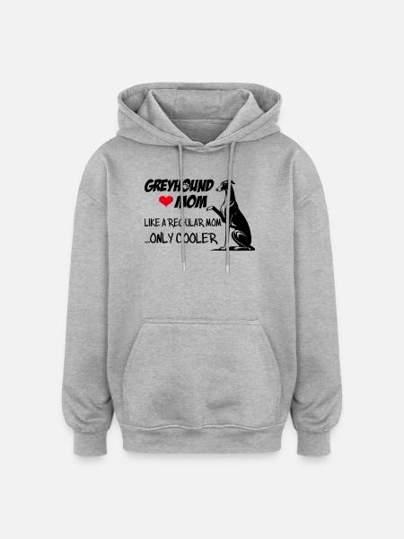 Maman lévrier - Sweat à capuche oversize unisexe - gris chiné