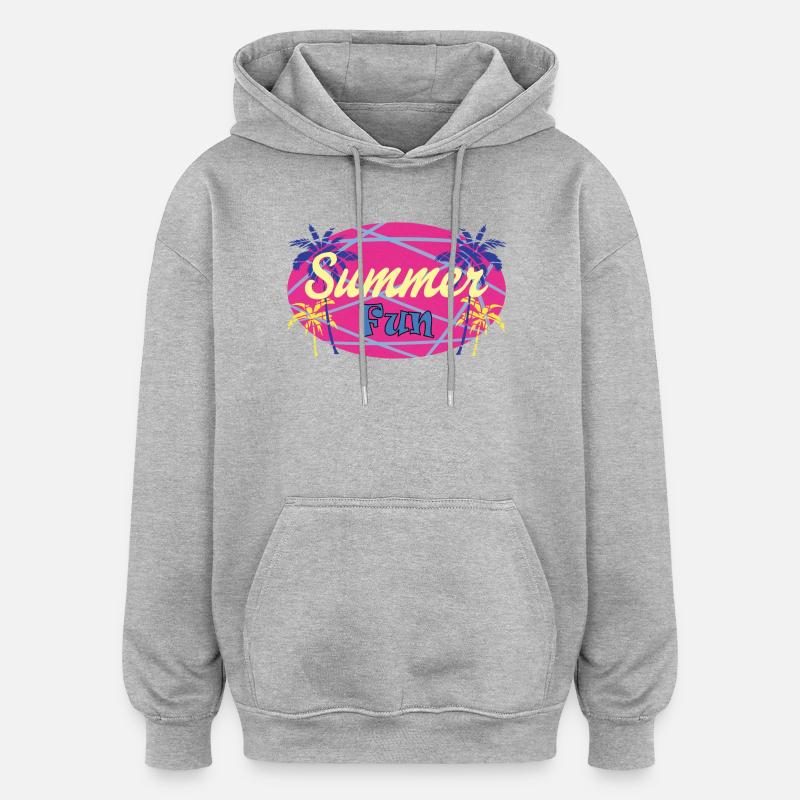 PLAISIRS DE L’ÉTÉ AVEC LES PALMIERS - Sweat à capuche oversize unisexe - gris chiné