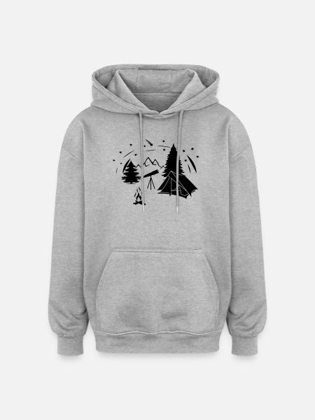 Sternenhimmel im Wald mit Starminokular - Oversized Unisex Hoodie - Grau meliert