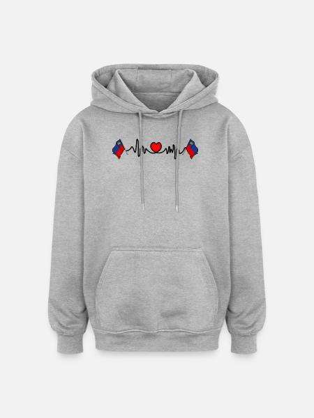 Herzfrequenz-Cardio für Liechtenstein - Oversized Unisex Hoodie - Grau meliert