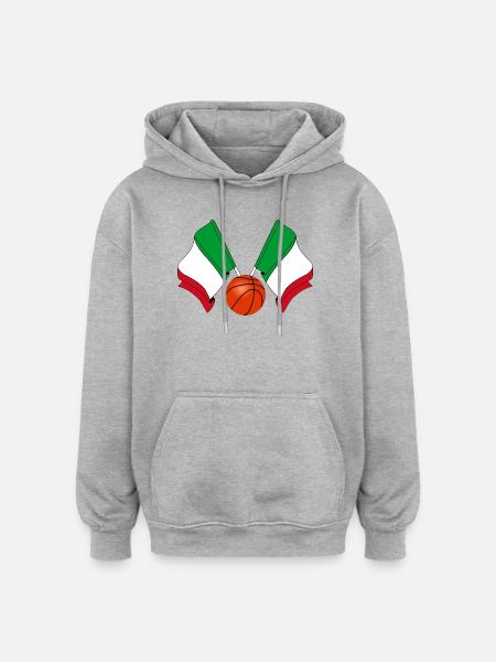 Two Italian Flags Basketball Italy - Oversized Unisex Hoodie - heather grey