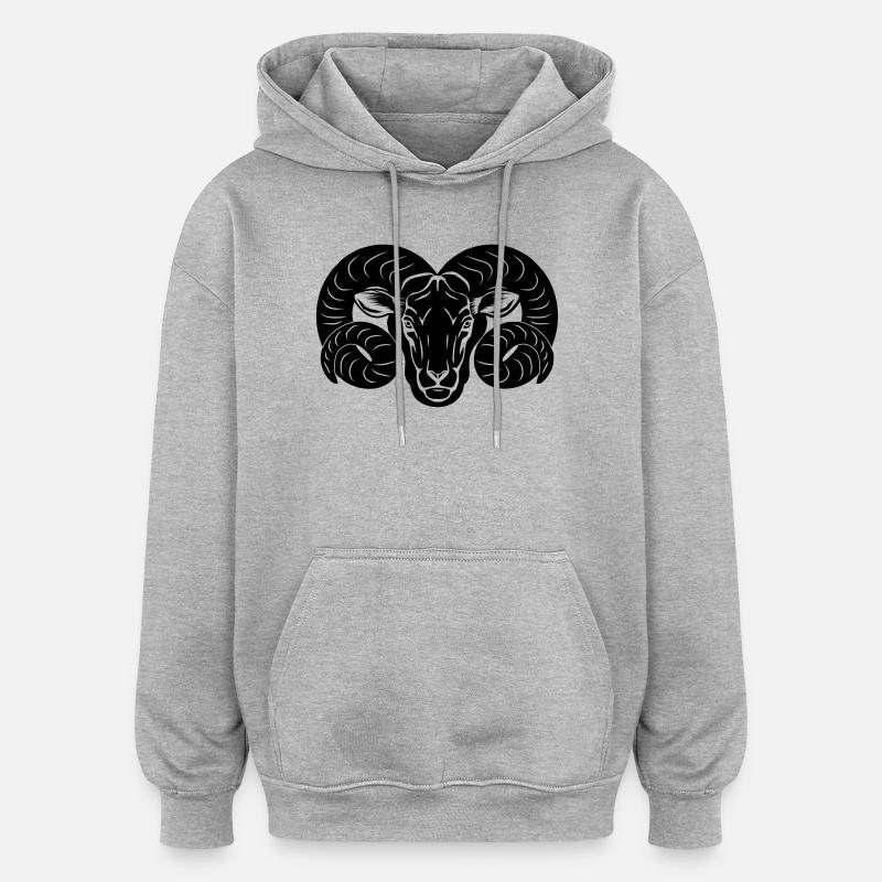 Sternzeichen Bild Widder - Oversized Unisex Hoodie - Grau meliert