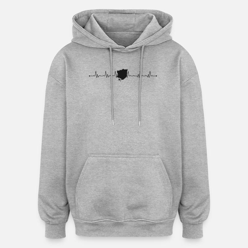 Klettern mit Herzschlag - Oversized Unisex Hoodie - Grau meliert
