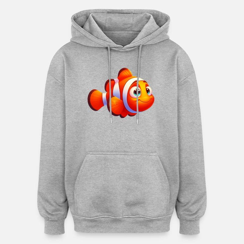 Clownfisch - Oversized Unisex Hoodie - Grau meliert