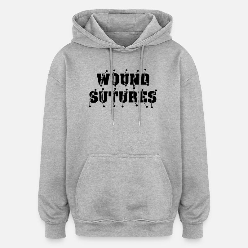 Wundnähte - Oversized Unisex Hoodie - Grau meliert