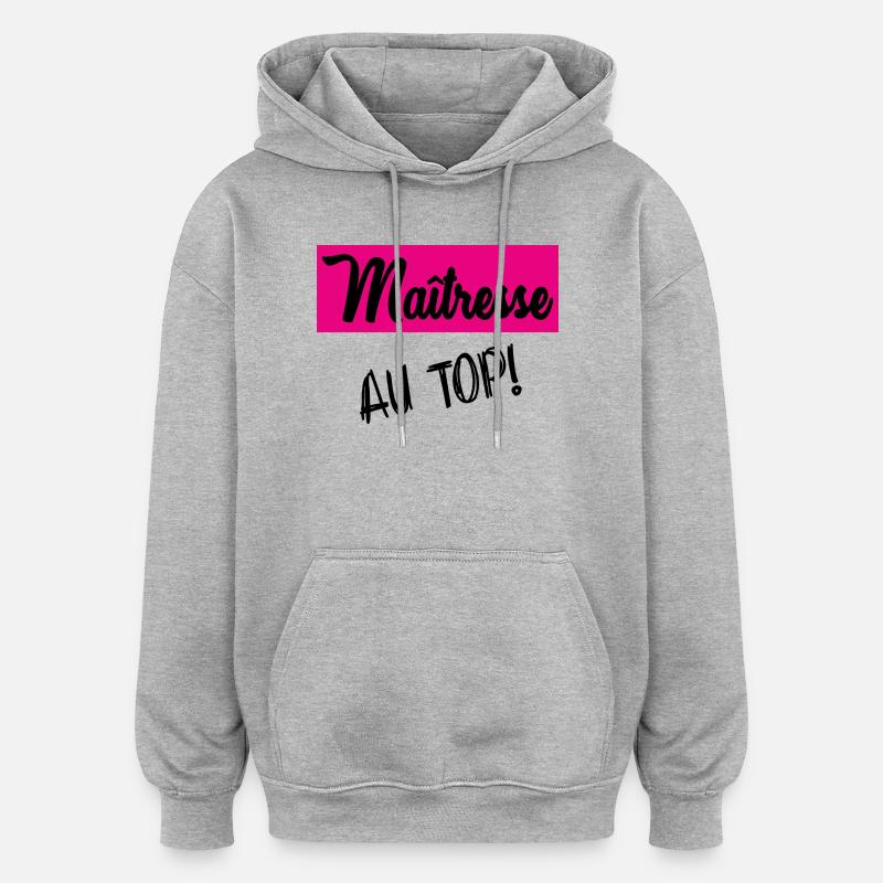 MERCI MAÎTRESSE - Sweat à capuche oversize unisexe - gris chiné