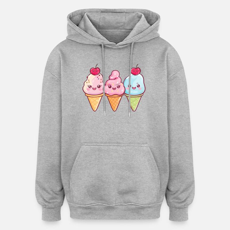 Die drei Eisfreunde! - Oversized Unisex Hoodie - Grau meliert