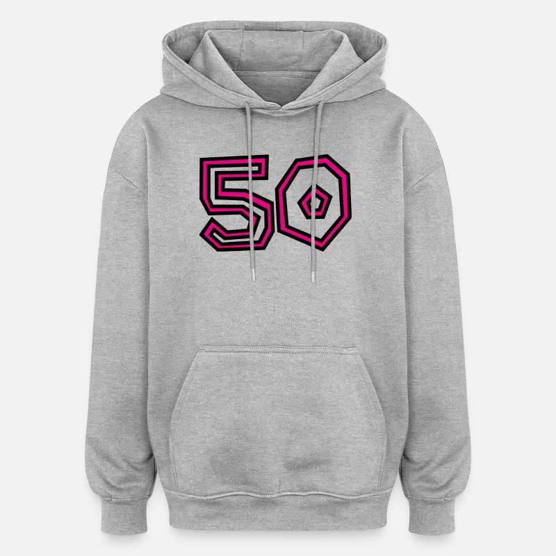 50 - Sweat à capuche oversize unisexe - gris chiné