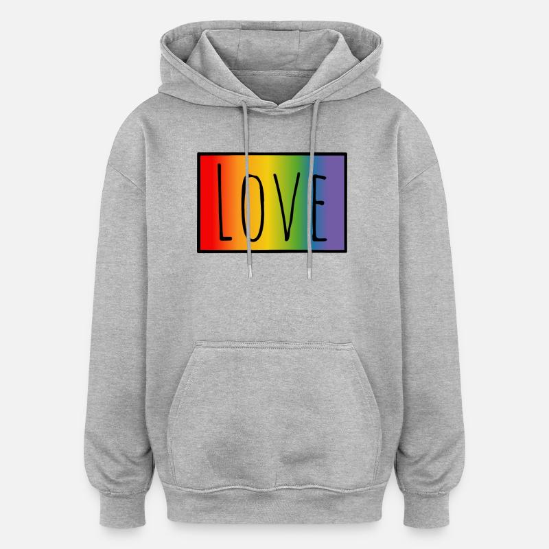 CSD Tshirt Regenbogen Love - Oversized Unisex Hoodie - heather grey