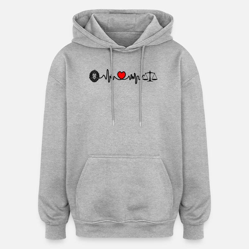Fréquence cardiaque Cardio Lion Scale - Sweat à capuche oversize unisexe - gris chiné