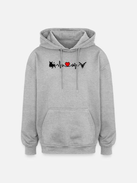 Herzfrequenz Cardio Stier Steinbock - Oversized Unisex Hoodie - Grau meliert