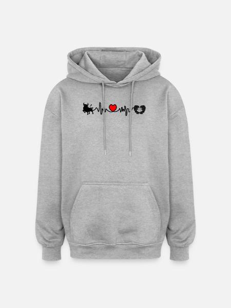 Fréquence cardiaque cardio Taureau Vierge - Sweat à capuche oversize unisexe - gris chiné