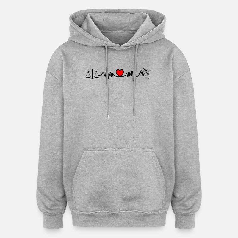 Fréquence cardiaque cardio Balance Sagittaire - Sweat à capuche oversize unisexe - gris chiné