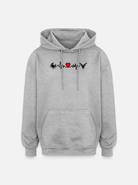 Herzfrequenz Kardio Krebs Steinbock - Oversized Unisex Hoodie - Grau meliert