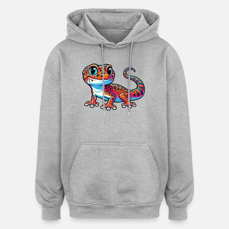 Gecko - Sweat à capuche oversize unisexe - gris chiné