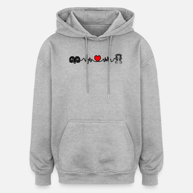 Herzfrequenz Cardio Widder Jungfrau - Oversized Unisex Hoodie - Grau meliert