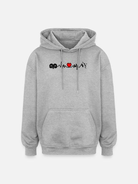 Herzfrequenz Cardio Widder Schütze - Oversized Unisex Hoodie - Grau meliert