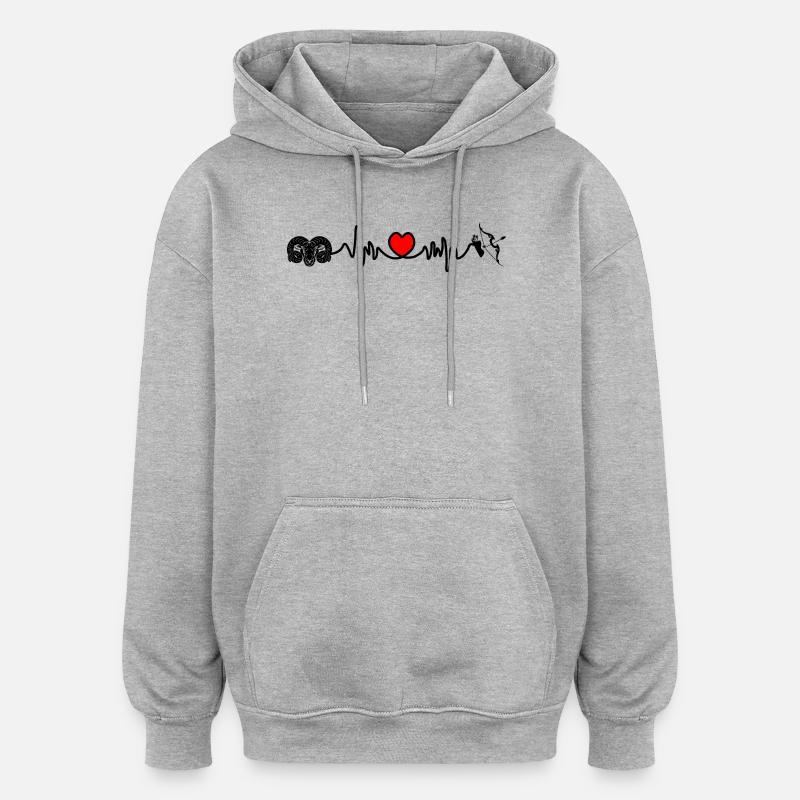 Herzfrequenz Cardio Widder Schütze - Oversized Unisex Hoodie - Grau meliert