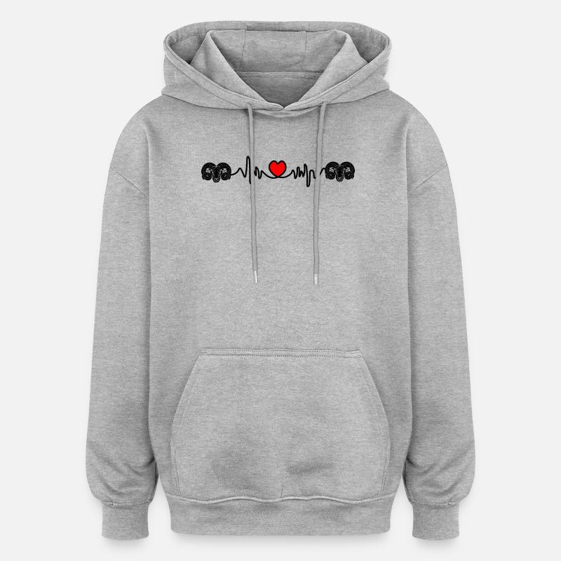 Herzfrequenz Cardio Ram Ram Ram - Oversized Unisex Hoodie - Grau meliert