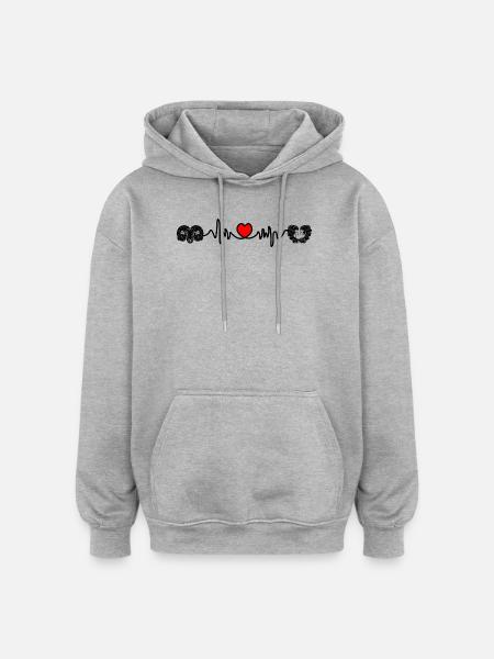 Herzfrequenz Cardio Widder Zwillinge - Oversized Unisex Hoodie - Grau meliert