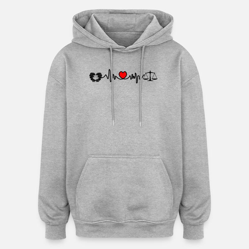 Herzfrequenz-Cardio-Zwillingswaage - Oversized Unisex Hoodie - Grau meliert