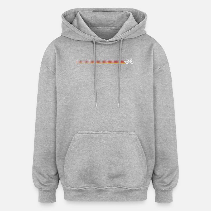 Sunset Gradient Stripes mit Fahrrad-Emblem - Oversized Unisex Hoodie - Grau meliert