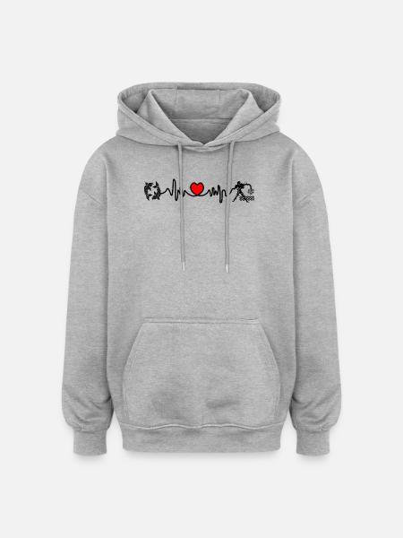 Herzfrequenz Kardio Fische Wassermann - Oversized Unisex Hoodie - Grau meliert