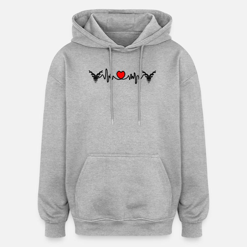 Herzfrequenz Cardio Steinbock Steinbock Steinbock - Oversized Unisex Hoodie - Grau meliert