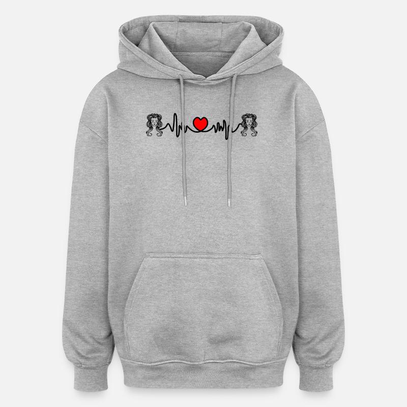 Fréquence cardiaque cardio Vierge Vierge - Sweat à capuche oversize unisexe - gris chiné
