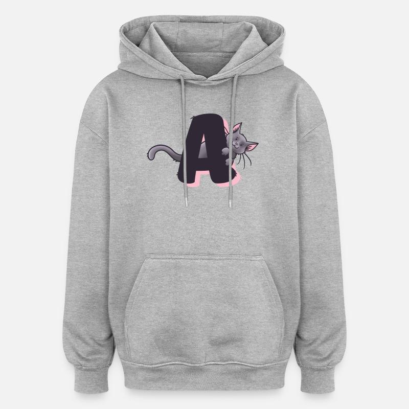 Katze Buchstabe A - Oversized Unisex Hoodie - Grau meliert