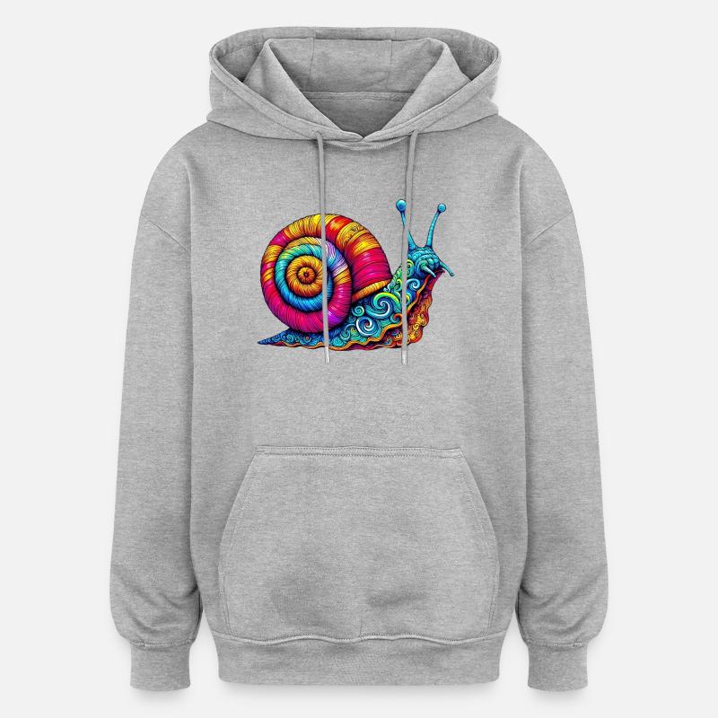 Escargot - Sweat à capuche oversize unisexe - gris chiné