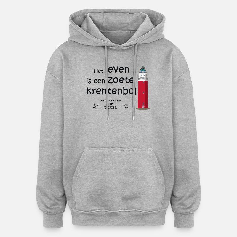 Texel, Pays-Bas, Dicton en néerlandais - Sweat à capuche oversize unisexe - gris chiné
