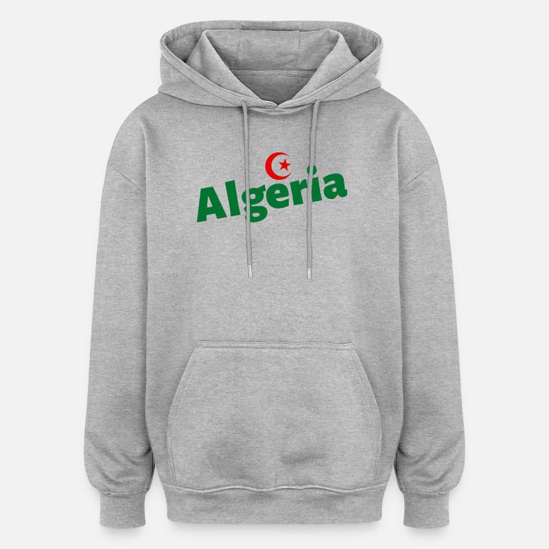 J'aime Mon Algérie - Sweat à capuche oversize unisexe - gris chiné