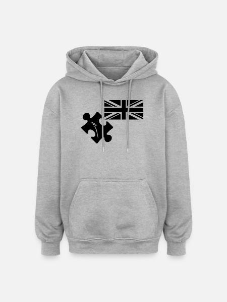Puzzle John Spilsbury - Sweat à capuche oversize unisexe - gris chiné