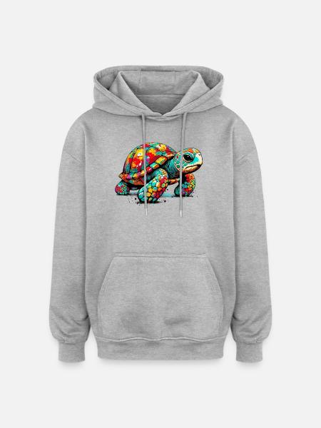 Tortue - Sweat à capuche oversize unisexe - gris chiné