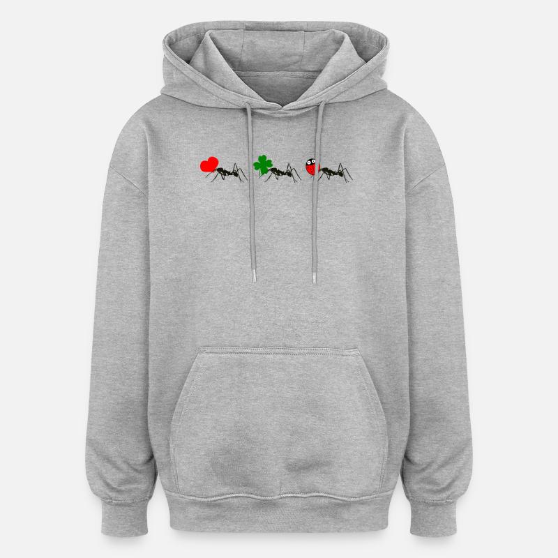 La chance des fourmis - Sweat à capuche oversize unisexe - gris chiné