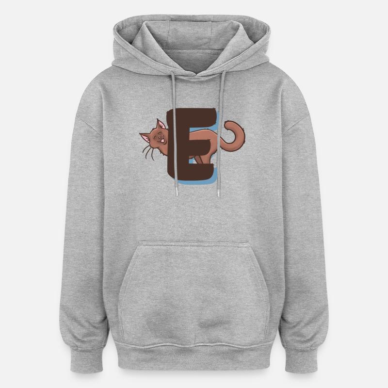 Katze Buchstabe E - Oversized Unisex Hoodie - Grau meliert