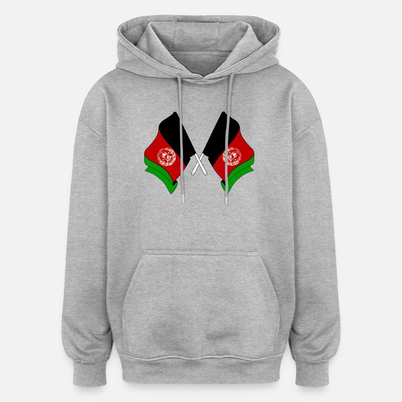 Deux drapeaux croisés de l’Afghanistan - Sweat à capuche oversize unisexe - gris chiné