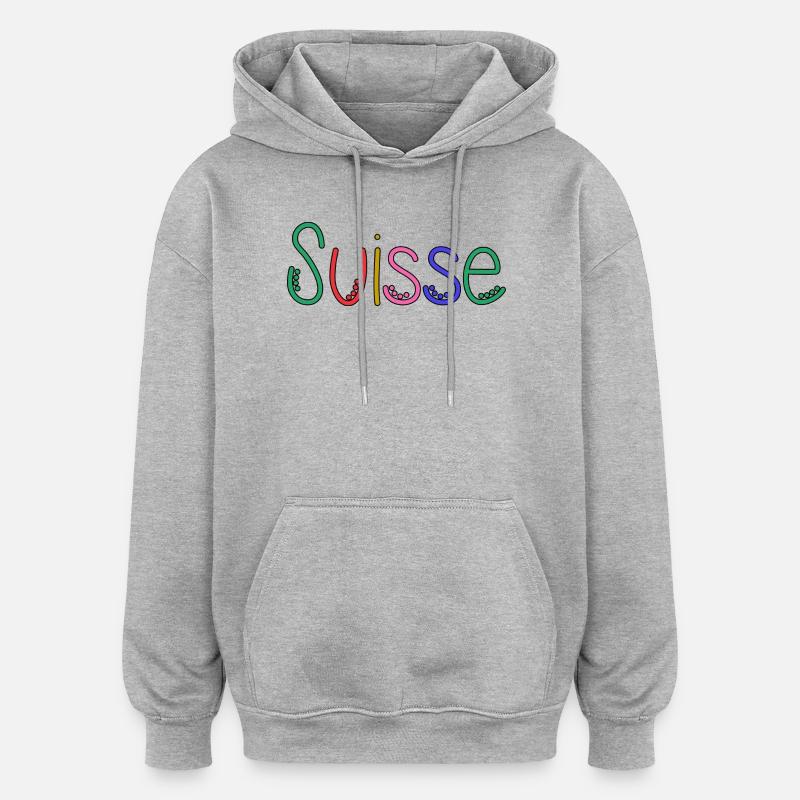 SUISSE. HUMOUR. PAYS. DRAPEAU - Sweat à capuche oversize unisexe - gris chiné