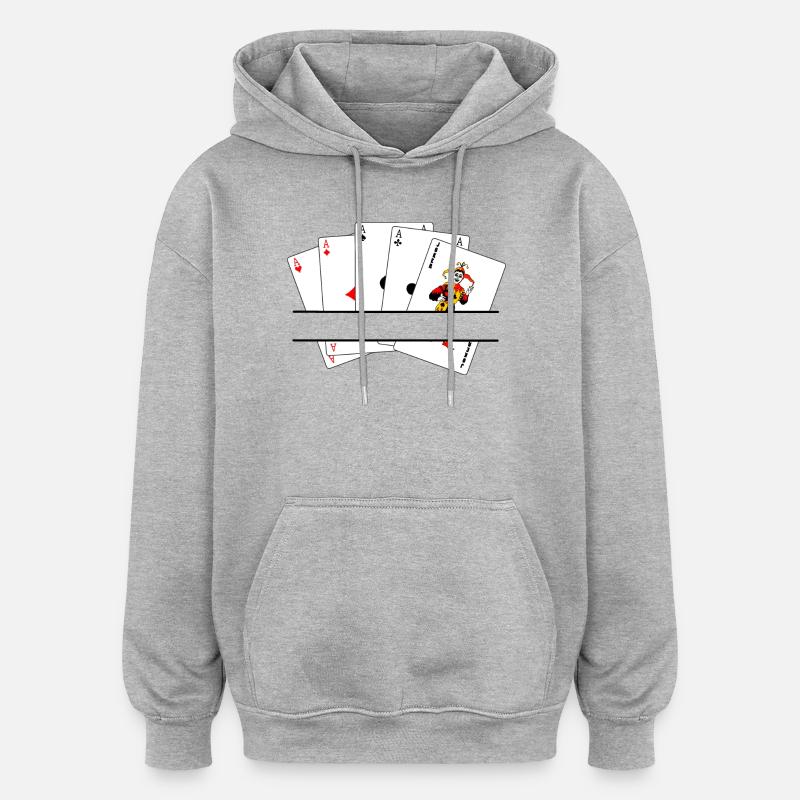 Fünffaches Textbanner - Oversized Unisex Hoodie - Grau meliert