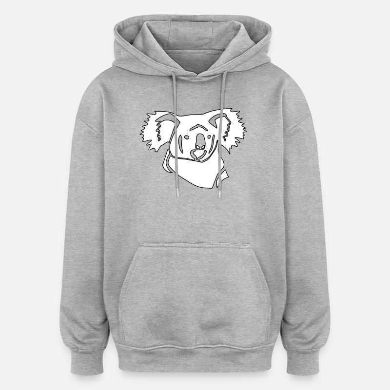 Dessin au trait de koala - Sweat à capuche oversize unisexe - gris chiné