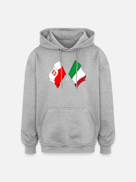Flag Poland, flag Italy - Oversized Unisex Hoodie - heather grey