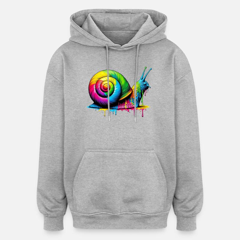 Escargot - Sweat à capuche oversize unisexe - gris chiné